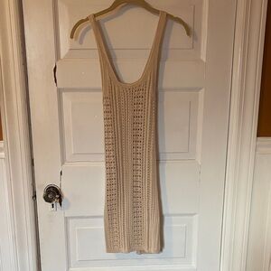 Knitted Beige Sleeveless Midi Dress